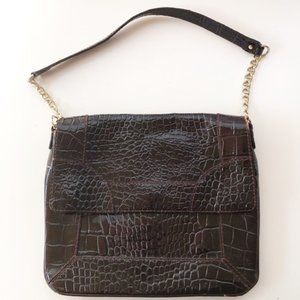 KATE SPADE BROWN PATENT LEATHER CROC BAG CHAIN